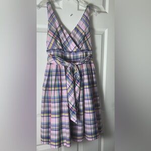 Ralph Lauren Girl's Plaid Cotton Pleated Dress with tulle underskirt